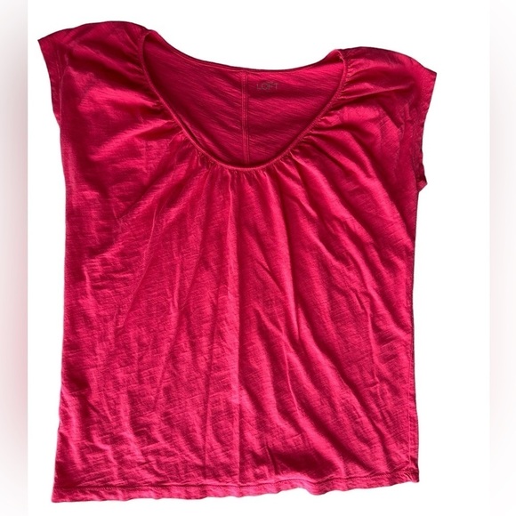 Loft cap-sleeve casual tee bright pink size small 100% cotton - Picture 1 of 8